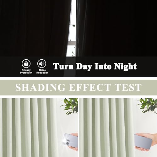 Vision Home Soft Green Pinch Pleated Full Blackout Curtains Linen Blended Room Darkening Curtain Panels 63 inch for Living Room Bedroom Thermal Insulated Pinch Pleat Drapes with Hooks 40" Wx63 Lx2 - color: Soft Green, size: 40"W x 63"L (Pack of 2)