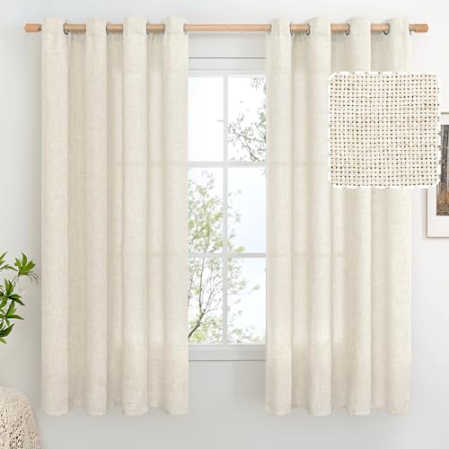 BGment Natural Faux Linen Curtains 63 Inch Length 2 Panels for Bedroom - color: B - Linen Linen, size: 52"W x 63"L (Pack of 2)