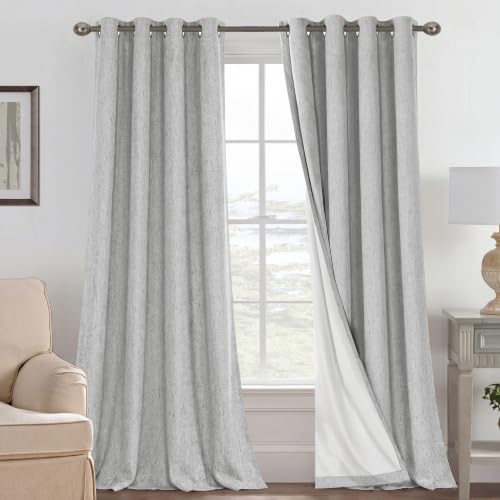 H.VERSAILTEX 100% Blackout Linen Curtains 120" L 2 Panels Glacier Gray - color: Glacier Gray, size: 52"W x 120"L (Pack of 2)