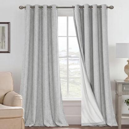 H.VERSAILTEX 100% Blackout Linen Curtains 120" L 2 Panels Glacier Gray - color: Glacier Gray, size: 52"W x 120"L (Pack of 2)