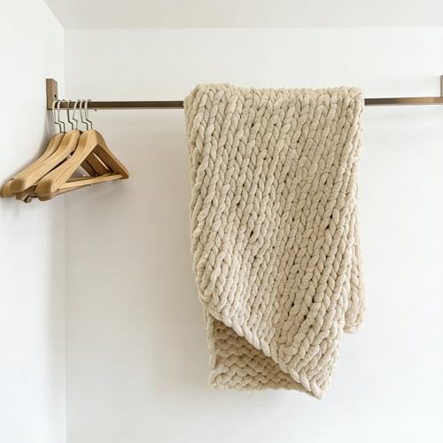 Soft Chunky Knit Throw Blanket for Couch, Cozy Warm Knitted Blankets - color: Beige, size: 40\"x40\"(Small SizeThrow)