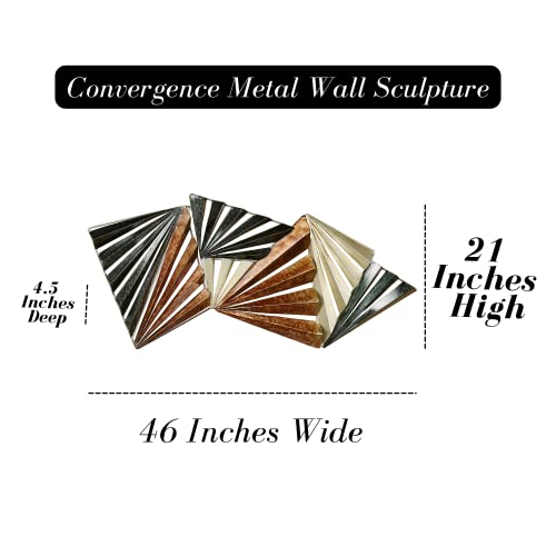 Touch of Class Convergence Abstract Wall Art - Multi Metallic - Large Metal Sculpture for Bedroom, Living Room - Contemporary Style Decor