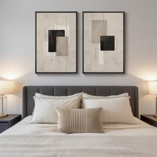 Large Framed Neutral Abstract Wall Art for Living Room Set of 2, 24x36 In - color: Minimalism, size: 24" W x 36" H x 2Pcs