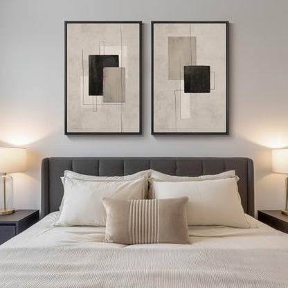 Large Framed Neutral Abstract Wall Art for Living Room Set of 2, 24x36 In - color: Minimalism, size: 24" W x 36" H x 2Pcs