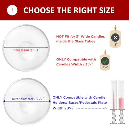 CYS EXCEL 6 PCS (H:16" D:3") Open Ended Clear Glass Hurricane Candleholder Tube Lamp Shade Open Flame Candlestick Holder Chimney Tube Cover Bottomless Cylinder - size: 3" wide x 16" tall