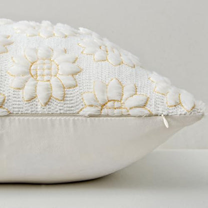 Spring Pillow Covers Sunflower 18x18 Set of 2 Pure White - color: Pure White, size: 18" x 18" (Pack of 2)