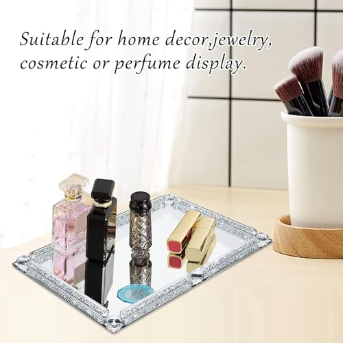 Large Crystal Tray, 15.7"x11.8" Silver Rectangular Perfume Tray - color: Silver C