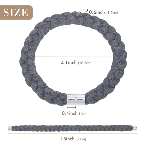 NICEEC 2 Pack Natural Cotton Rope Magnetic Curtain Tiebacks Elegant Twisted Braid Style Drape Tie Backs Soft Hand-Woven Rope Curtain Holdbacks for Home & Office Window Draperies (Dark Grey-01) - color: Dark Grey-01, size: 2 Pack