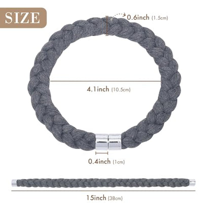 NICEEC 2 Pack Natural Cotton Rope Magnetic Curtain Tiebacks Elegant Twisted Braid Style Drape Tie Backs Soft Hand-Woven Rope Curtain Holdbacks for Home & Office Window Draperies (Dark Grey-01) - color: Dark Grey-01, size: 2 Pack