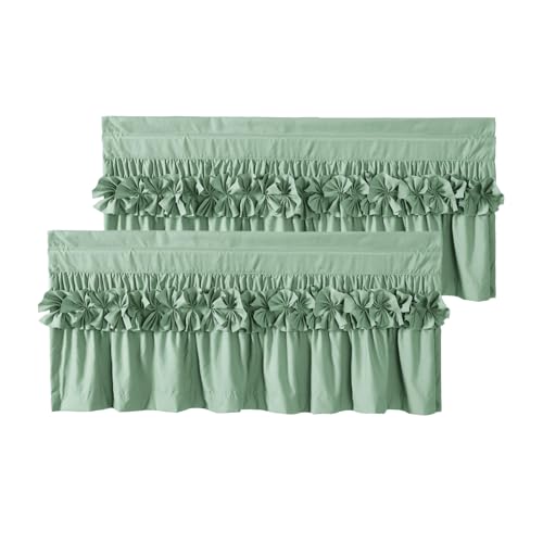 HIG 2 Pack Sage Ruffle Handcrafted Window Valances, 42"x18" - color: Sage, size: 42"W x 18"L (Pack of 2)