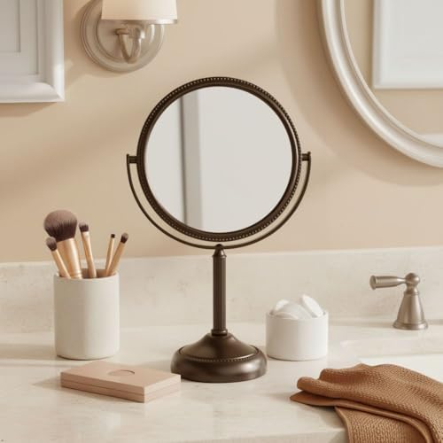 JERDON 6" Tabletop Makeup Mirror - 10X Magnification - Bronze - JP910BZP - color: Bronze