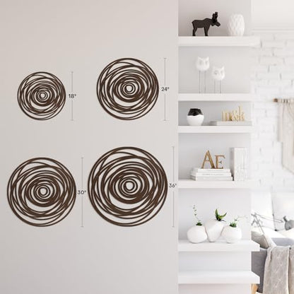 SIGNLEADER Metal Wall Art Decor Abstract Geometric Circles Minimalist Modern Abstract Wall Sculpture Hangings Home Decoration for Living Room, Bedroom, Bathroom, Kitchen, Outdoor - 18" Bronze