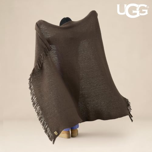 UGG Margot Knit Throw Blanket, 50" x 70", Dark Brown (Burnt Cedar) - color: Dark Brown