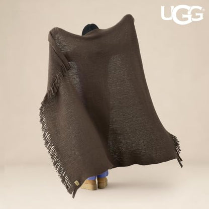UGG Margot Knit Throw Blanket, 50" x 70", Dark Brown (Burnt Cedar) - color: Dark Brown