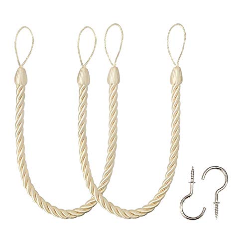 BEL AVENIR Curtain Tiebacks Ropes Tie-Backs,Handmade Holdbacks(Beige,2P) - color: Beige, size: 2pack