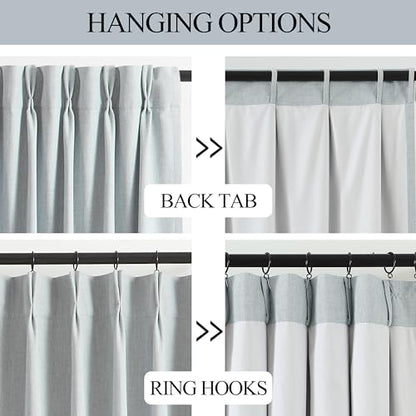 Vision Home Blue Gray Pinch Pleated Full Blackout Curtains Linen Blended Room Darkening Window Curtains 72 inch for Living Room Bedroom Thermal Insulated Pinch Pleat Drapes with Hooks 40" Wx72 Lx2 - color: Grayish Blue, size: 40"W x 72"L (Pack of 2)