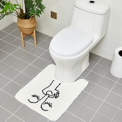 Drydiet U Shaped Toilet Rug Washable Cute Bath Mat 24x20,Stick Figure - style: Bad Smell Humorous