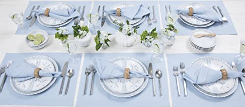 Solino Home 100% Pure Linen Woven Placemats Sky Blue, 14 x 19 in, Set of 4 - color: 09: Sky Blue, size: 14" X 19" (Set of 4)