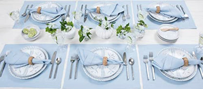 Solino Home 100% Pure Linen Woven Placemats Sky Blue, 14 x 19 in, Set of 4 - color: 09: Sky Blue, size: 14" X 19" (Set of 4)