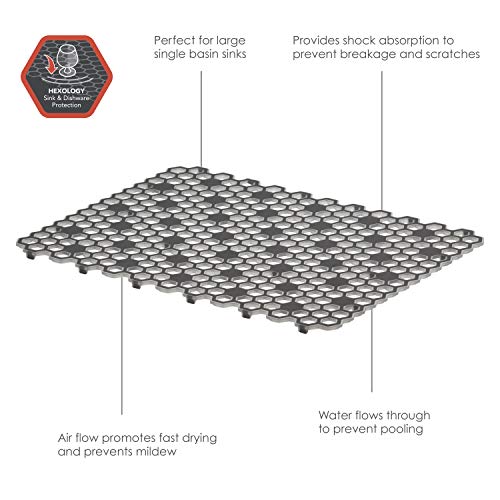 Spectrum Diversified Hexa Raised Feet Quick-Drying Heavy-Duty Protector with Non-Slip Surface, Large Farmhouse Sink Mat, Frost/Gray - size: 11.8" x 16"