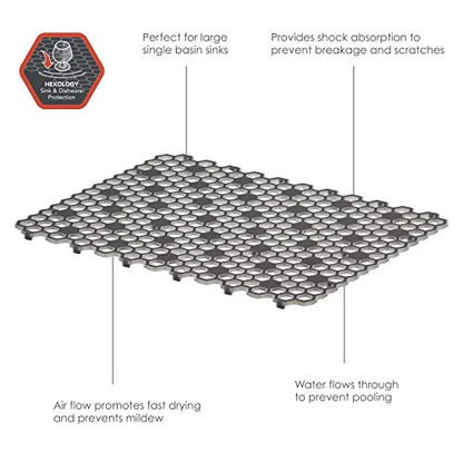 Spectrum Diversified Hexa Raised Feet Quick-Drying Heavy-Duty Protector with Non-Slip Surface, Large Farmhouse Sink Mat, Frost/Gray - size: 11.8" x 16"