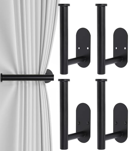 4pcs Curtain Holdbacks, Screw-in Curtain Tiebacks Curtain Tie Backs Curtain Holders for Wall Mounted Curtain Pull Backs for Drapes, Curtain Side Holders Hooks, 304 Stainless Steels, Black - color: Black, size: 4 pack Regular