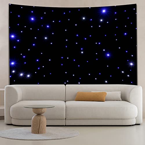 LED Stage Star Backdrop 13x13 FT Velvet Curtain with DMX512 Remote Controller, 50W Foldable Starry Sky Cloth for Wedding Party Club Show Photography Decoration, Blue & White - color: Blue & White, size: 13x13ft