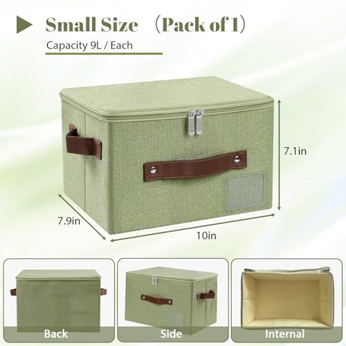 ANMINY Small Storage Box Fabric Bins with Zipper Lid, 10"x8"x7" Green - color: Green, size: Small (Pack of 1）