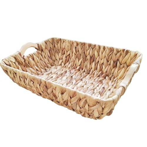 Water Hyacinth Wicker Storage Basket, Rectangular