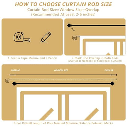 Ceramic Curtain Rods for Windows 66 to 120 Inch 1 Inch Adjustable - color: Gold Beige, size: 66"-120"