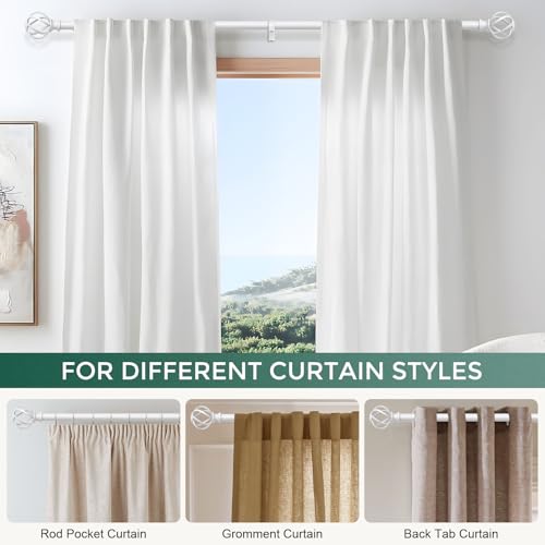 2 Pack White Curtain Rod 36-88 Inch, Adjustable Curtain Rods for Windows - color: White, size: 36"-88"|2 Pack