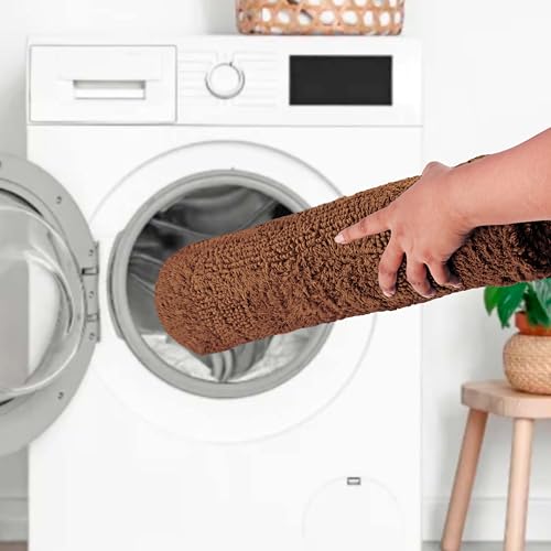 COTTON CRAFT 2 Pack Reversible Bath Mat - Soft Plush Bath Rug -17x24- Mocha - color: Mocha, size: 17x24 Inches