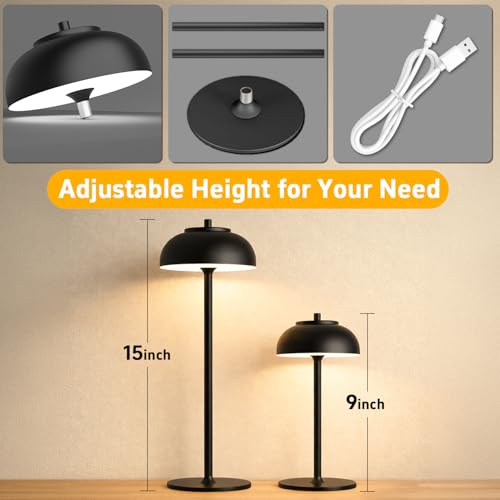Cordless Table Lamps Rechargeable,Battery Operated Light LED 2 Pack - color: Black-Set of Two