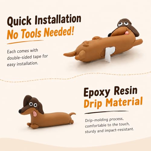 Dachshund Monitor Buddy Figurines, Set of 4 - color: Brown-dachshund