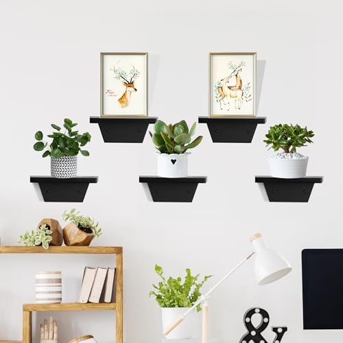 Small Wall Shelves,Speaker Shelf,Floating Shelf Trapezoid for Wifi Router - color: Black, size: Set of 2
