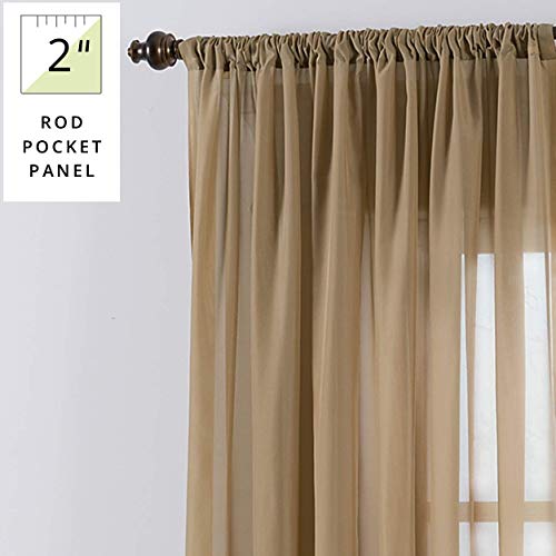 SmartSheer Thermoregulating Semi-Sheer Curtains – Energy-Saving Privacy Panels with UV Light Deflection, Heat & Cold Insulation (Taupe, 108" L x 59" W, Single Panel) - color: Taupe