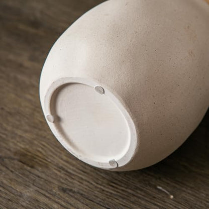 Tanvecle Beige Ceramic Vase with Handles, 7" Modern Farmhouse Decor - color: Beige