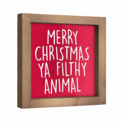 Merry Christmas Ya Filthy Animal Sign, Wooden Table & Wall Decor - color: red-4