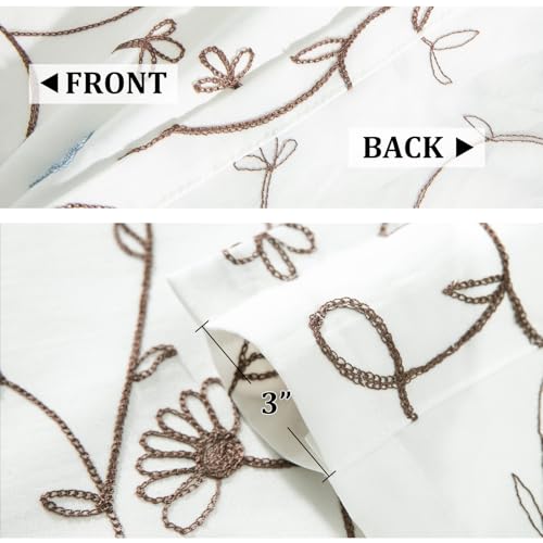 VOGOL Blue Floral Embroidered Tier Curtains, 30 x 24 Inches, 2 Panels - color: Blue, size: 30"W x 24"L (Pack of 2)