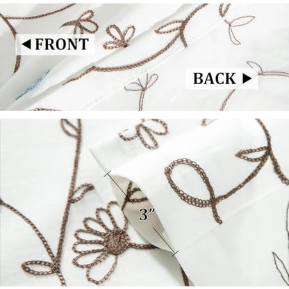 VOGOL Blue Floral Embroidered Tier Curtains, 30 x 24 Inches, 2 Panels - color: Blue, size: 30"W x 24"L (Pack of 2)