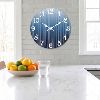ArtSocket Round Wall Clock Silent Non-Ticking 8", Striped Blue - color: Cloud Rainbow Whimsical, size: 8in