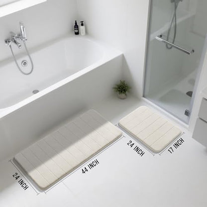 Yimobra Large Memory Foam Bathroom Mat Set, 44 x 24&24 x 17 in, Cream White - color: Cream White, size: 44x24+24x17 Inch
