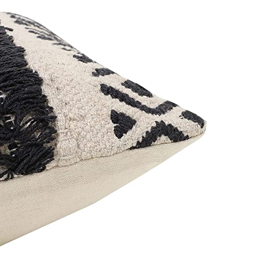 · REDEARTH · Textured Handwoven Throw Pillow Cases Geometric Craft Black - color: Geometric Craft Black, size: 18" x 18" (Pack of 2)