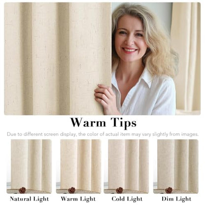 H.VERSAILTEX 100% Blackout Linen Curtains 102" L 2 Panels Bleached Sand - color: Bleached Sand, size: 52"W x 102"L (Pack of 2)