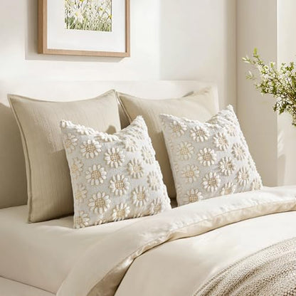Spring Pillow Covers Sunflower 18x18 Set of 2 Pure White - color: Pure White, size: 18" x 18" (Pack of 2)