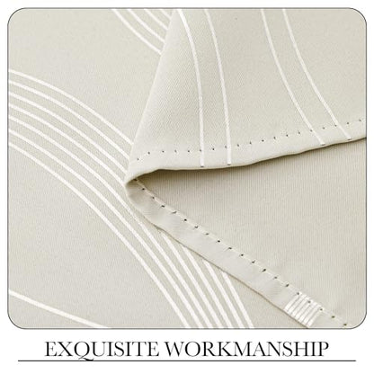 NICETOWN Beige Kitchen Curtains Small Blackout Panels 34 by 54 Inch, Set of 2, Window Treatment Thermal Insulated Solid Grommet Room Darkening Wave Line Foil Print Design Drapes for Cafe, Loft - color: 1 - Beige, size: 34"W x 54"L (Pack of 2)
