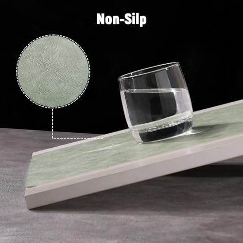 Vinyl Placemats Set of 4, Dual Sided Place Mats with Drink Coasters - color: Beige/Sage Green Two-tone, size: Set of 4
