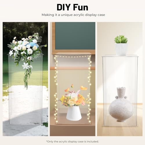 Acrylic Pedestal Stand 12*12*24in Acrylic Boxes for Display Doll Display Case Clear Pedestal Stand for Flowers, Clear Glass Pedestal Stands, Plexiglass Box, Sculpture Stands