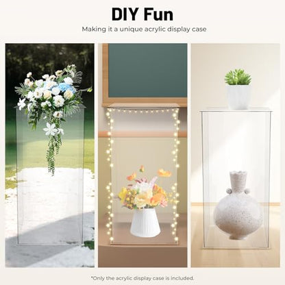 Acrylic Pedestal Stand 12*12*24in Acrylic Boxes for Display Doll Display Case Clear Pedestal Stand for Flowers, Clear Glass Pedestal Stands, Plexiglass Box, Sculpture Stands