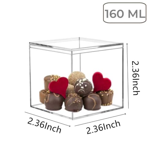 2‑Pack Acrylic Box with Lid 2.36 x 2.36 x 2.36 Inch Small Square Cube - size: 2.36 x 2.36 x 2.36 Inch